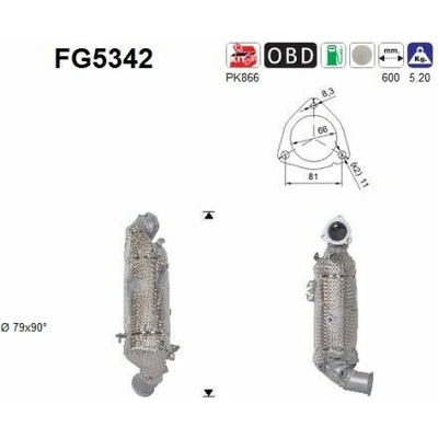 Filter sadzí pevných častíc výfukového systému AS FG5342