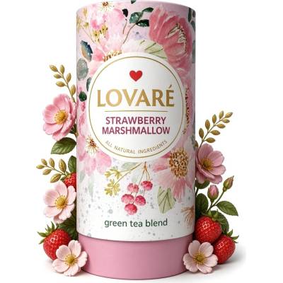 Lovaré STRAWBERRY MARSHMALLOW sypaný zelený čaj s příchutí 80 g