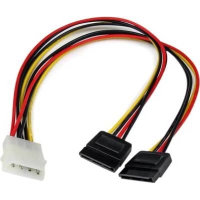 StarTech 12in LP4 to 2x SATA Power Y Cable Adapter PYO2LP4SATA