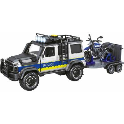Sparkys CITY SERVICE CAR 1:14 Policejní auto s přívěsem a motorkou