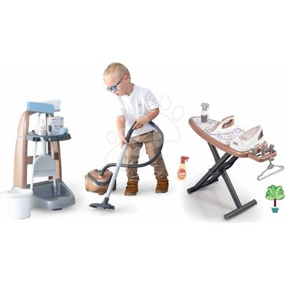 Smoby Set úklidový vozík a elektronický vysavač Rowenta Trolley Vacuum Cleaner se žehlicím prknem