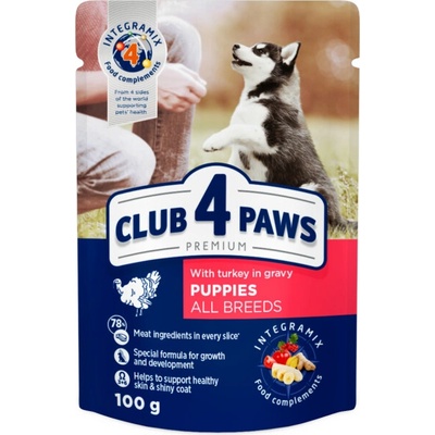 Club4Paws Premium pre šteniatka s morčacím mäsom v omáčke 100 g