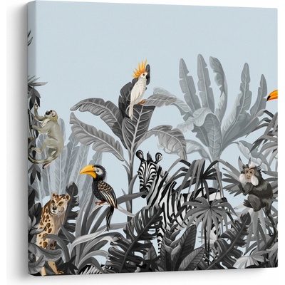 Obraz zvierat v tropickom lese, jednodielne 30x30 cm