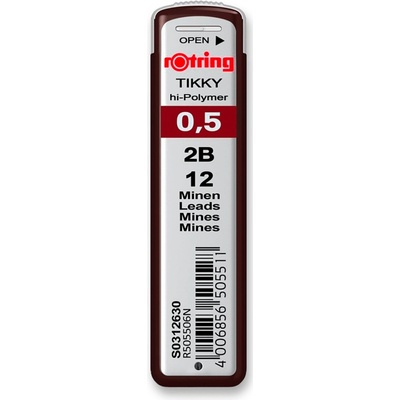 Rotring tuhy do mikrotužky 0,5 mm, 2B S0312630 12 ks
