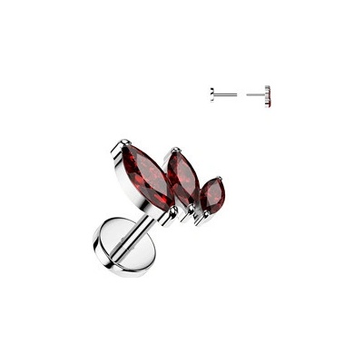 Šperky4U piercing do brady Push In labreta titan červené zirkony TIT1404-R
