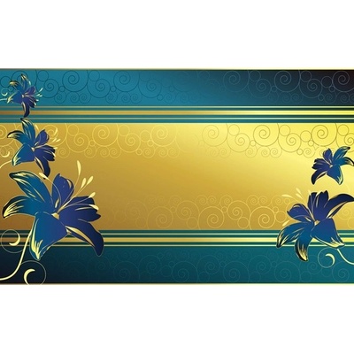 Preinterier FT2450 Fototapeta na stenu Modré kvety na zlatom pozadí vlies 104cm x 70cm