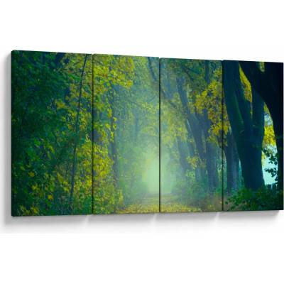 Obraz cesty lemované stromy, Čtyřdílný 160x80 cm