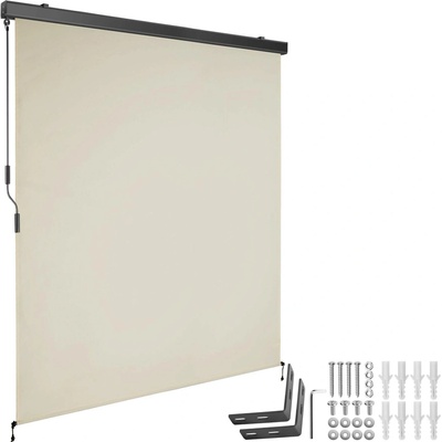 tectake Svislá markýza Eloise se 2 nástěnnými držáky - 160 x 250 cm, béžová