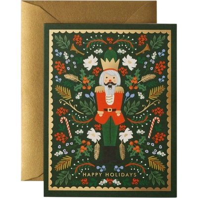 Rifle Paper Co. Vánoční přání Evergreen Nutcracker, zelená barva, papír