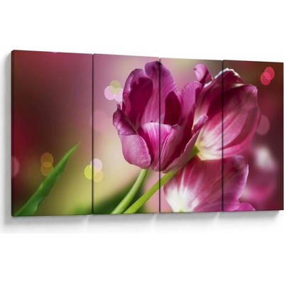 Obraz ružových tulipánov, štvordielne 160x80 cm
