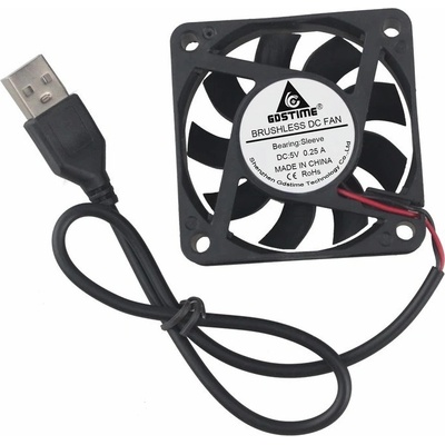 GDSTIME Ventilátor 60x60x15mm, 5V DC s USB konektorom