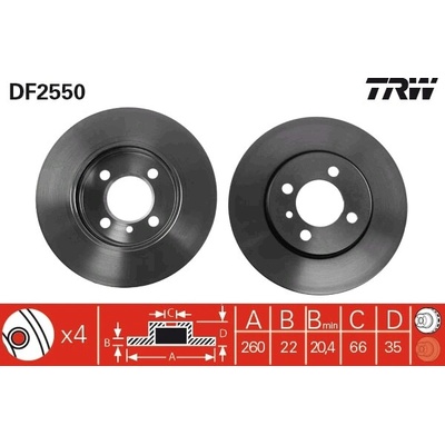 TRW Brzdový kotúč DF2550