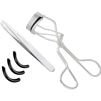 Tweezerman Platinum Silver set klieštiky na riasy a pinzeta platinum