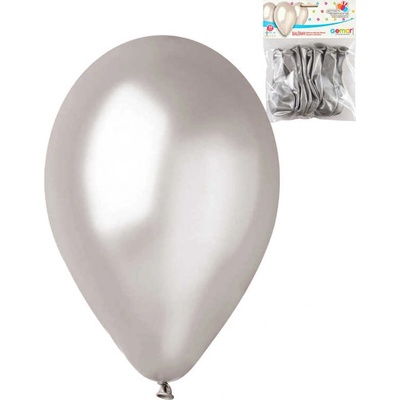 GEMAR Balónky nafukovací 26 cm metalické stříbrné set