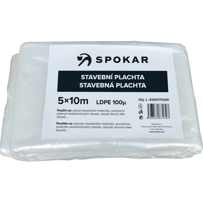 SPOKAR STAVEBNÍ PLACHTA PE 100 µ 5 x 10 m 8593534831797