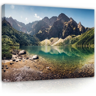 Consalnet Obraz na plátně: Landscape mountain lake pines - 100x75 cm
