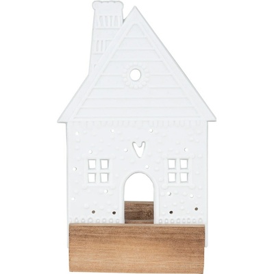 räder Vánoční svícen Gingerbread House, bílá barva, přírodní barva, dřevo, porcelán