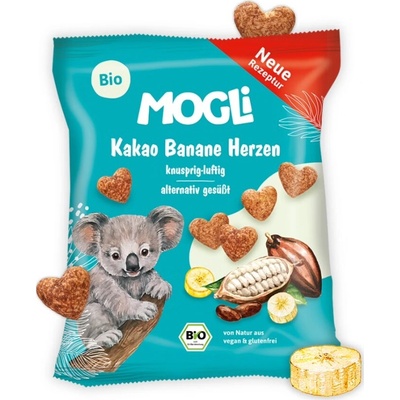 MOGLi bio kakaové chrumkavé srdiečka s banánom 30 g
