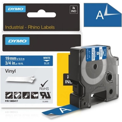 Páska Dymo Rhino vinyl, 19mm (1805417) modrá, bílý tisk, 5,5m