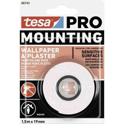 Tesa 66743 Obojstranná páska na štruktúrované povrchy 1,5 m x 19 mm biela 66743-00004-00