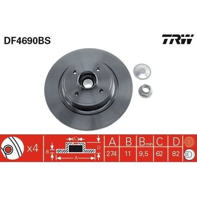 Brzdový kotúč TRW DF4690BS