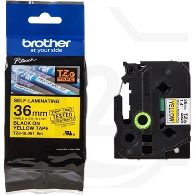 Páska do štítkovače Brother TZe-SL661, černý tisk/žlutý podklad, originál