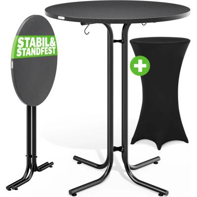 Casaria Barový stolek šedý 110x70cm + potah černý Ø70cm