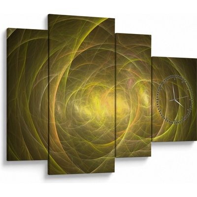 Moderní abstraktní obraz (s hodinami), Čtyřdílný 110x75 cm s hodinami