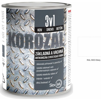 Korozal 3v1 RAL 9003 biely 0,75l