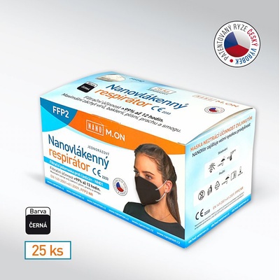 Nano M.ON Český antivirový nanorespirátor FFP2 Černá 25 ks