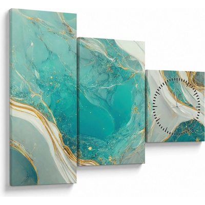 Obraz - Mramorový design II. (s hodinami), trojdielne 90x70 cm s hodinami