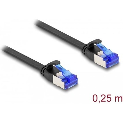 Delock 80172 RJ45 Plochý spojovací ze zástrčky na zástrčku, Cat.6A, ohebný, 0,25m, černý