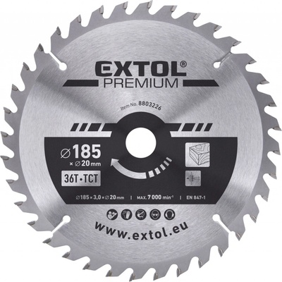 EXTOL PREMIUM Kotouč pilový s SK plátky, O 185x3,0x20mm, 36T (8803226) – Hledejceny.cz