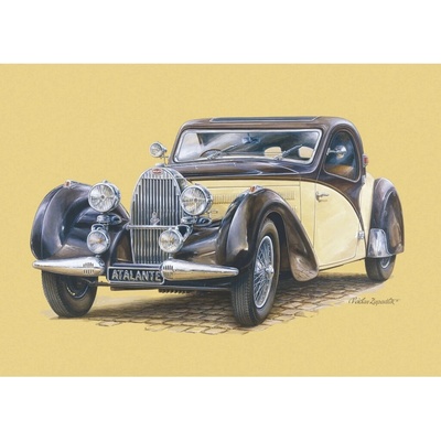 Pohlednice 3D Bugatti Atalante 1938