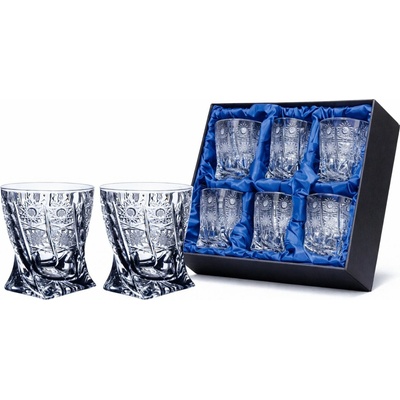 Crystalite Bohemia Broušené sklenice Quadro na whisky 6 ks 340 ml