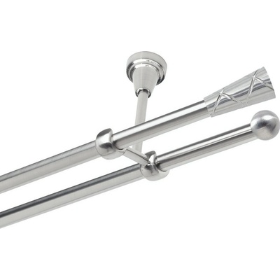 OK-GarnýžeCZ Garnýž kovová dvouřadá 19mm Trapezium nerez 450 cm do stěny / na tunýlek - bez kroužků