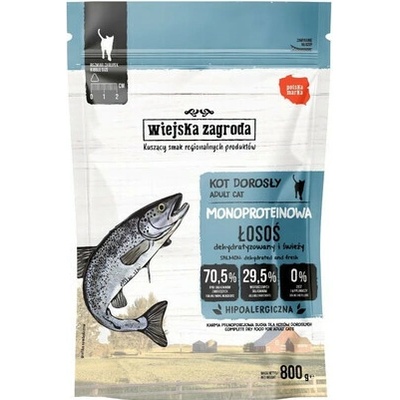 WIEJSKA ZAGRODA Monoproteínové suché krmivo s lososom pre mačky 0,8 kg