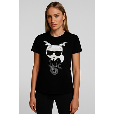 TRIČKO KARL LAGERFELD K/ZODIAC T-SHIRT CAPRICORN KOZOROŽEC ČIERNE