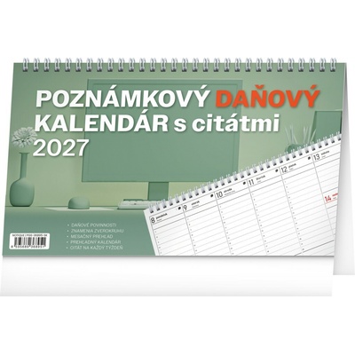 NOTIQUE Stolový Poznámkový daňový s citátmi 25 x 14,5 cm 2027