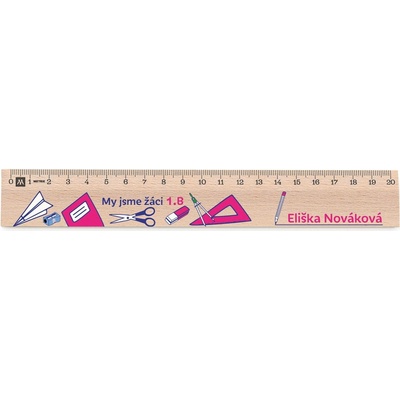 Metrie Didakt-M02 Dřevěné pravítko s potiskem Žáci 1. B 20 cm