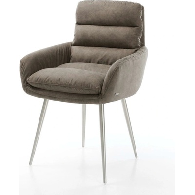 Delife Abelia-Flex s područkami mikrovlákno taupe vintage 4-nohá zúžená nerezová ocel