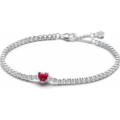 PANDORA tenisový náramek Červené třpytivé srdce 18 590041C02-18