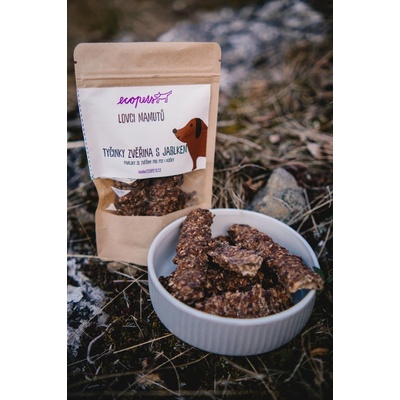 Ecopets| Masové tyčinky ze zvěřiny s jablkem a ovesnými vločkami Hmotnost: 50 g