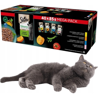 SHEBA Nature's vlhké krmivo pre mačky, výber príchutí v omáčke, vrecúška 40x85 g