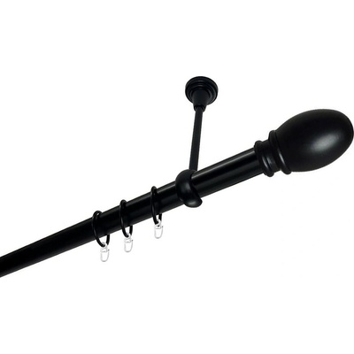 OK-GarnýžeCZ Garnýž kovová jednořadá 25mm Belluno černá 130 cm do stropu / kroužky s háčkem