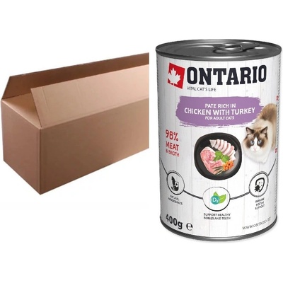 Ontario Cat Chicken with Turkey flavoured with Sea Buckthorn 6 x 400 g – Hledejceny.cz