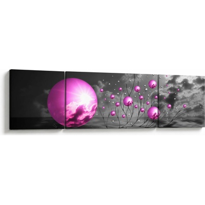 Obraz ružových gulí, trojdielne 170x50 cm