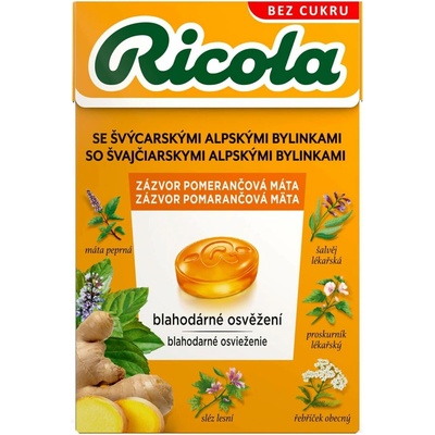 Ricola bylinné bonbóny bez cukru Zázvor-Pomeranč 20 x 40 g