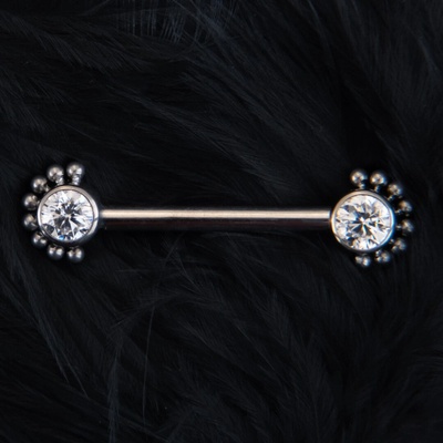 CryptoEshop Titanový piercing do bradavky s okrasným zdobením a kamínky Dali 1,6 mm 12 mm W104-124
