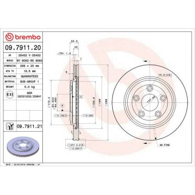 Brzdový kotúč BREMBO 09.7911.21 09.7911.21